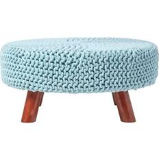 Pink Foot Stools Homescapes Knitted Cotton Tall Foot Stool