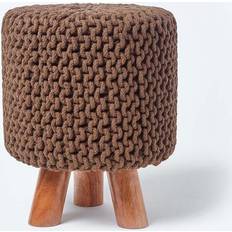 Brown Foot Stools Homescapes Chocolate Tall Knitted Foot Stool