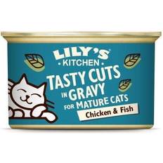 Lily's kitchen Wet Cat Food for Mature Cats 24 Tins 85g Tasty Cuts Fish & Chicken