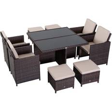 Brown Patio Dining Sets Garden & Outdoor Furniture OutSunny 861-028GY Patio Dining Set, 1 Table incl. 4 Chairs