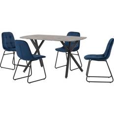 Blue Kitchen Chairs SECONIQUE Sapphire Blue Velvet Athens Concrete Kitchen Chair