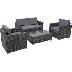 Garden & Outdoor Furniture OutSunny 860-024GY Outdoor Lounge Set, 1 Table incl. 2 Chairs & 1 Sofas