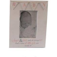 Pink Photoframes & Prints The Home Fusion Company 4 x 6 Baby Photo Frame Pink Or Blue Bunting Boy Or Girl Freestanding Christening Gift/Pink