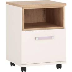 White Desk Furniture To Go 4Kids 1 Door Desk Mobile In Light Oak And White High Gloss Lilac Handles