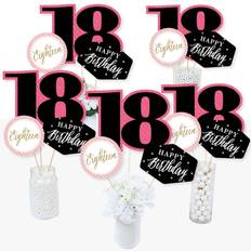 Chic 18th Birthday -Pink, Black, Gold-Centerpiece Sticks-Table Toppers-Set of 15 Pink