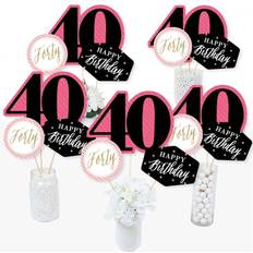 chic 40th Birthday Pink, Black and gold Birthday Party centerpiece Sticks Table Toppers Set of 15