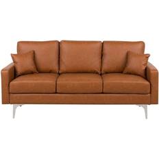 Faux Leathers Sofas Beliani Gavle Golden Brown Sofa 183cm 3 Seater