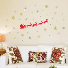 Walplus Self Adhesive Christmas Santa Sleigh Home Decor Decals 56.7 30.71