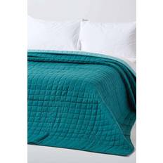Homescapes Cotton Quilted Reversible Teal Bedspread Red, Blue, Purple, Grey, White, Black, Pink (200x)
