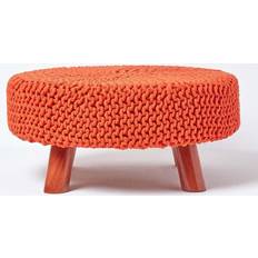 Turquoise Stools Homescapes Orange Large Knitted on Foot Stool