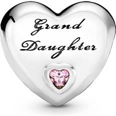 Silver Charms & Pendants Pandora Granddaughter Heart Charm - Silver/Pink