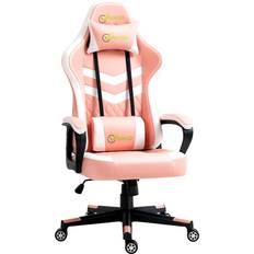 Pink Gaming Chairs Vinsetto Racing Gaming Chair with Lumbar Support Headrest 921-199V71PK Pink