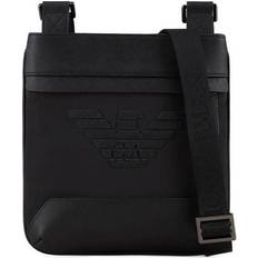 Emporio Armani Black/black Logo-embellished Faux-leather Cross-body bag