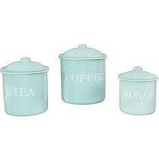 Green Kitchen Containers Creative Co-Op Metal With Lids, Coffee, Sugar Kitchen Container