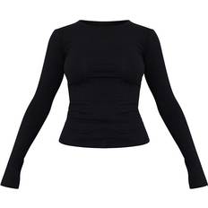T-shirts & Tank Tops PrettyLittleThing Basic Long Sleeve Fitted T-shirt - Black