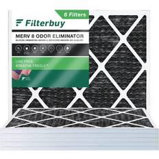 Filterbuy 14x18x1 MERV 8 Odor Eliminator Pleated HVAC AC Furnace Air Filters with Activated Carbon 6-Pack