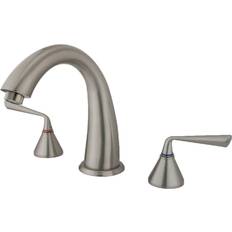 Kingston Brass Sage Double Handle Deck Mounted Roman Tub Faucet Gray, Nickel, Silver