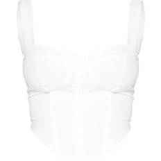 M Corsets PrettyLittleThing Shape Woven Corset Crop Top - White