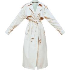 Coats PrettyLittleThing Panel Detail Belted Trench Coat - Stone