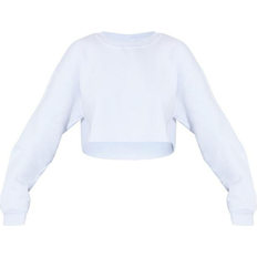 PrettyLittleThing Oversized Crop Sweatshirt - White