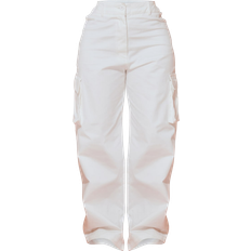 PrettyLittleThing Pocket Detail Wide Leg Cargo Trousers - Cream