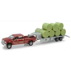 Tomy Ertl Dodge Pickup with Diecast Trailer and Bales, 1:64-Scale