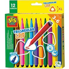 SES Creative Malstifte, Triangle Grip Marker Multicolour, Multicolor, Mehrfarbig