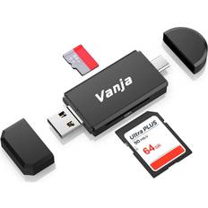 Vanja USB Type C Micro USB OTG Adapter and USB 2.0 Portable Memory Card Reader for SDXC, SDHC, SD, MMC, RS-MMC, Micro SDXC, Micro SD, Micro SDHC Card