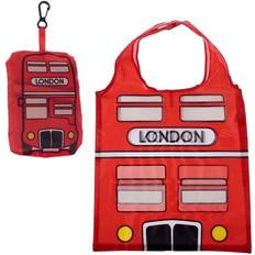 Red Fabric Tote Bags Puckator Foldable reusable shopping bag london icons london bus, gift/present