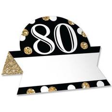 Adult 80th birthday gold birthday party buffet table name place cards 24 ct