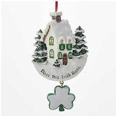 Kurt Adler "bless This Irish House" With Dangle Shamrock Christmas Tree Ornament