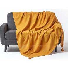 Yellow Blankets Homescapes 255 360 Mustard Cotton Rajput Ribbed Blankets Yellow
