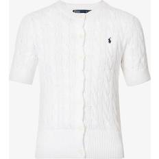 Polo Ralph Lauren Cardigans Polo Ralph Lauren Womens White Logo-embroidered Cotton-knit Cardigan