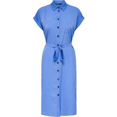 Shirt Collar - Solid Colours Dresses Only Midi Tie Belt Shirt Dress - Blue/Ultramarine