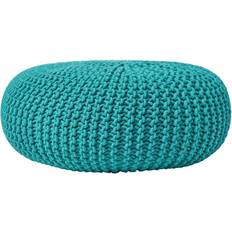Turquoise Stools Homescapes Teal Green Large Knitted Footstool Pouffe