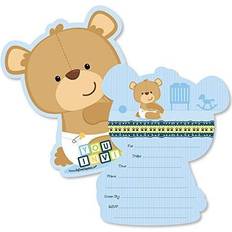 Baby Boy Teddy Bear Shaped Fill-In Invitations Baby Shower Invitation Cards with Envelopes Set of 12