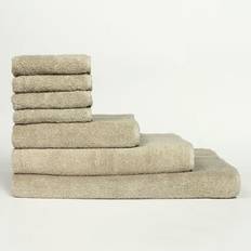 Beige Towels The Linen Yard Loft Combed 7-piece Bath Towel Beige