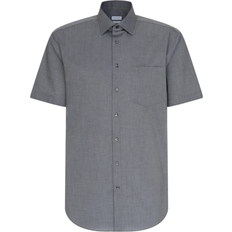 Seidensticker Non-iron Fil a Fil Short Sleeve Business Shirt - Grey