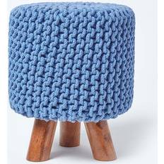 Red Foot Stools Homescapes Tall Cotton Knitted on Legs Foot Stool