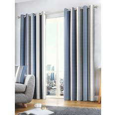 Blue Curtains & Accessories Fusion Whitworth Stripe Pair Lined Eyelet