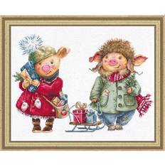 LUCAS Christmas Pigs Counted Cross-Stitch Kit