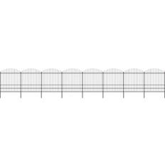 Black Welded Wire Fences vidaXL Garden Fence with Spear Top Steel 1.75-2x13.6