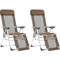 VidaXL Camping Chairs vidaXL Folding Camping Chairs with Footrests 2 pcs Brown Textilene
