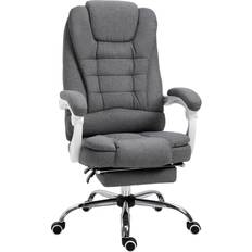 Silver/Chrome Chairs Vinsetto Ergonomic with Retractable Footrest Office Chair 52cm