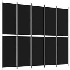 vidaXL 5-Panel Black Room Divider 249.9x220cm