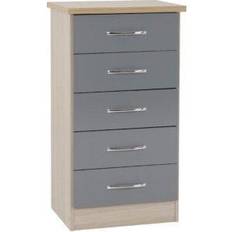Metal Chest of Drawers SECONIQUE Nevada Grey Gloss/Light Oak Chest of Drawer 50x193cm