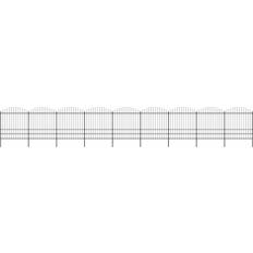 Black Welded Wire Fences vidaXL Garden Fence with Spear Top Steel 1.75-2x15.3