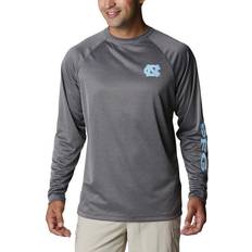 Columbia Men's North Carolina Tar Heels PFG Terminal Tackle Raglan Omni-Shade Long Sleeve T-shirt - Heathered Charcoal