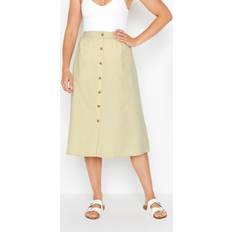 Brown - Women Skirts LTS tall beige brown linen button front skirt