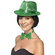 Green Hats Fancy Dress Smiffys Sequin trilby hat, green